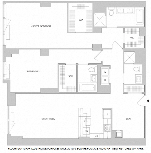 Floor plan for 2 beds, 3 baths, 1473 sqft